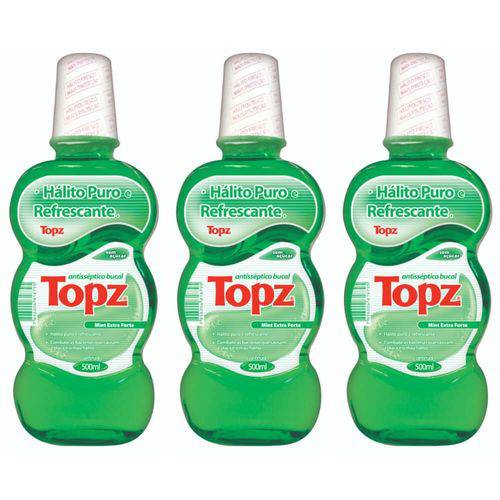 Topz Mint Extra Forte Enxaguante Bucal 500ml (kit C/03)