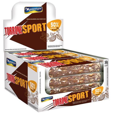 Torrone Sport Amendoim e Nibs de Cacau 30g C/12 - Montevérgine