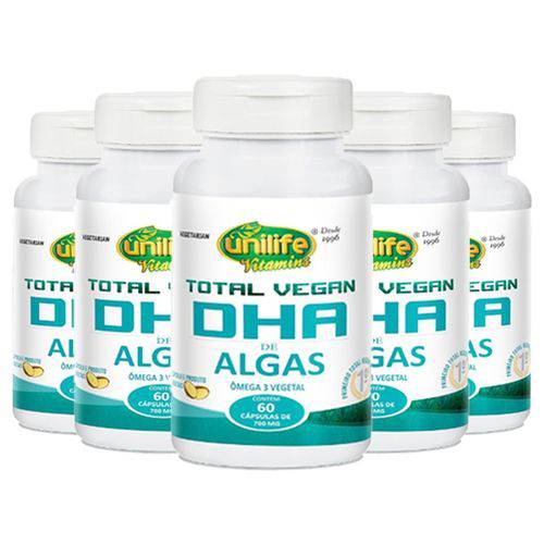 Total Vegan DHA de Algas - 5 Un de 60 Cápsulas - Unilife