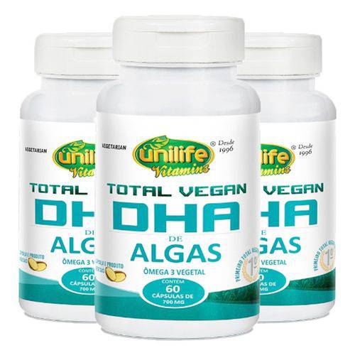 Total Vegan DHA de Algas - 3 Un de 60 Cápsulas - Unilife