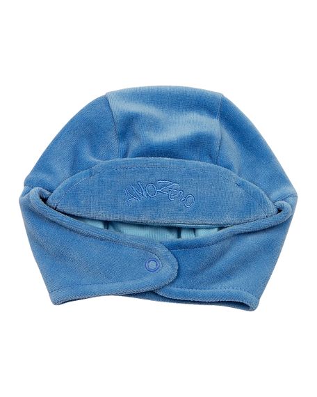 Touca Bebê Plush com Protetor de Orelhinha - Azul M