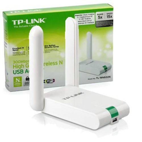 Tp-link, Adaptador Wireless N USB 300mbps, 2 Antenas Externas 3dbi, Compativel 802.11n/b/g - Tl-wn822n