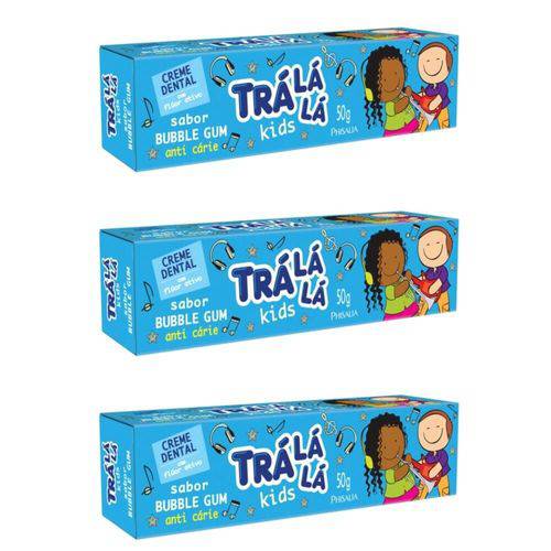 Tralálá Bubble Gum Creme Dental Infantil C/ Flúor 50g (kit C/03)