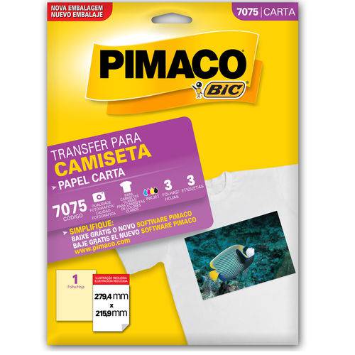 Transfer para Camisetas Pimaco 7075 - 5 Folhas - 279,4 X 215,9 Mm