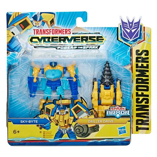 Transformers Cyberverse Spark Sky Byte Driller Drive- Hasbro