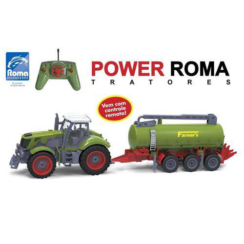 Trator de Controle Remoto Power Roma Tanque 1764 - Roma Brinquedos