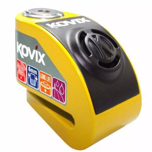 Trava de Disco de Freio Moto com Alarme Kovix - Amarela