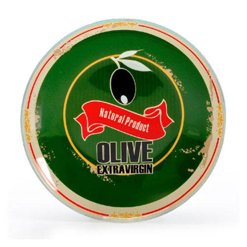 Travessa de Vidro Redonda Funda Olive 26 Cm