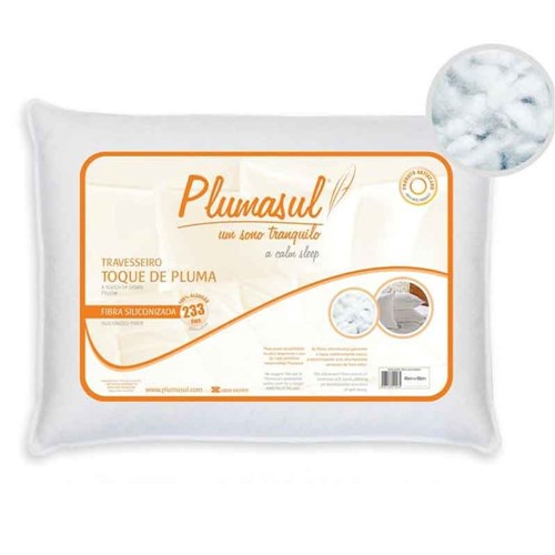 Travesseiro 100% Fibras Siliconizada Toque de Pluma - Percal 100% Algodão 233 Fios - Plumasul