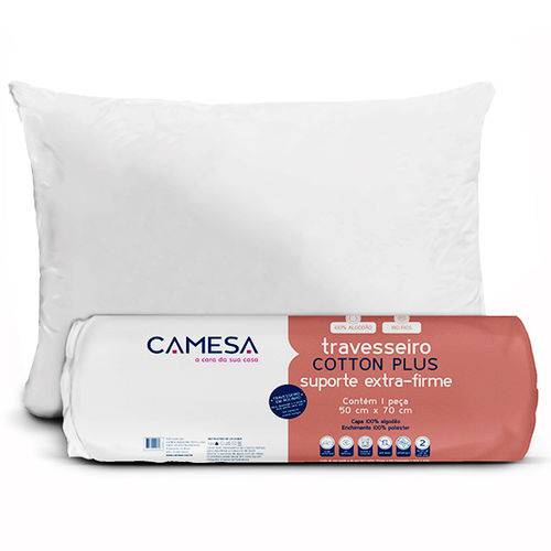 Travesseiro Camesa Cotton Plus Suporte Extra Firme Antialérgico 50x70 Cm