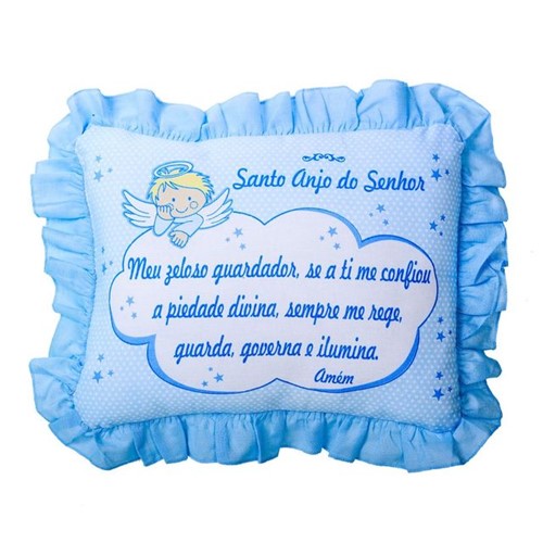 Travesseiro com Babado 28x35cm Cia do Neném Minasrey Azul Azul