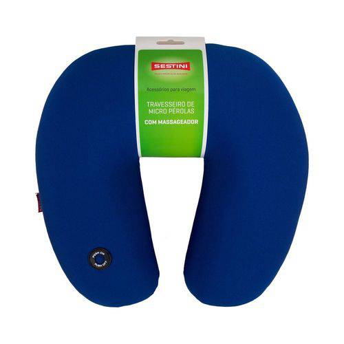 Travesseiro de Pescoço de Viagem Anatômico Micro Pérola Azul Sestini