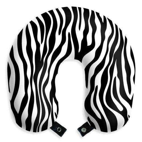 Travesseiro de Pescoço Zebra Almofada Apoio para Viagens e Descanso com Botão