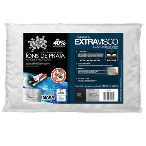 Travesseiro Extravisco - Íons de Prata para Fronha 50x70 - Fibrasca