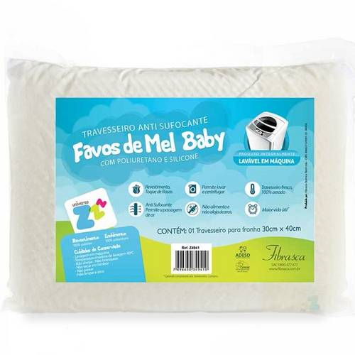 Travesseiro Favinhos Baby Antisufocante Lavável 30x40cm Fibrasca