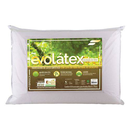 Travesseiro Fibrasca Evolátex Médio C/ Fibra de Eucalípto - P/ Fronha 50x70