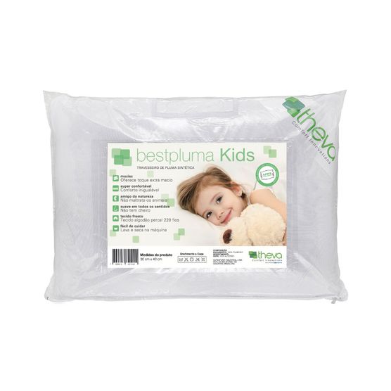 Travesseiro Infantil Bestpluma Kids 40x30 Cm Plumas Sintéticas Theva