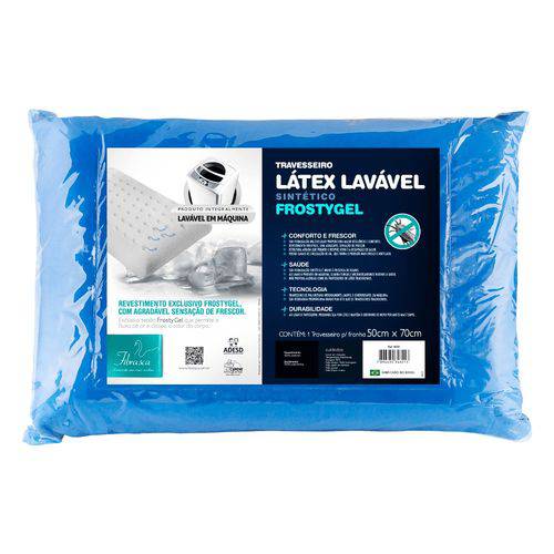 Travesseiro Látex Lavável Sintético Frostygel P/fronhas 50x7
