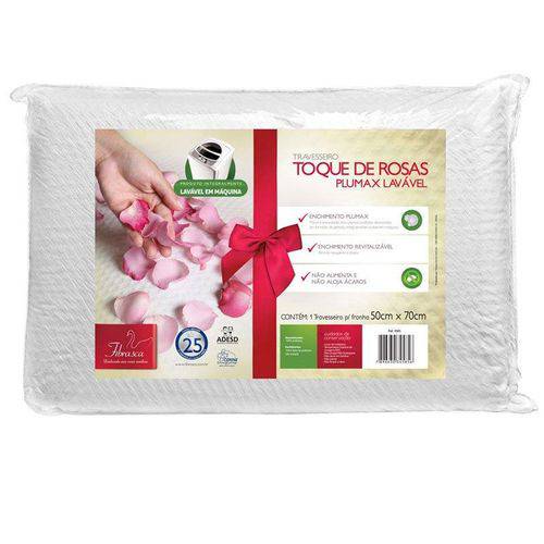 Travesseiro Plumax Toque de Rosas - Integralmente Lavável - Fibrasca