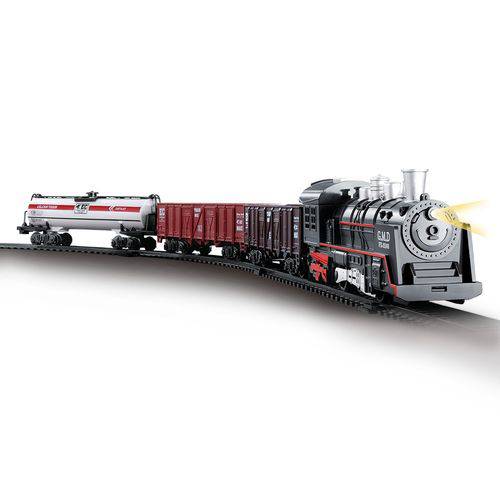 Trem Locomotiva com Pista 85cm Luz e Som- Dm Toys