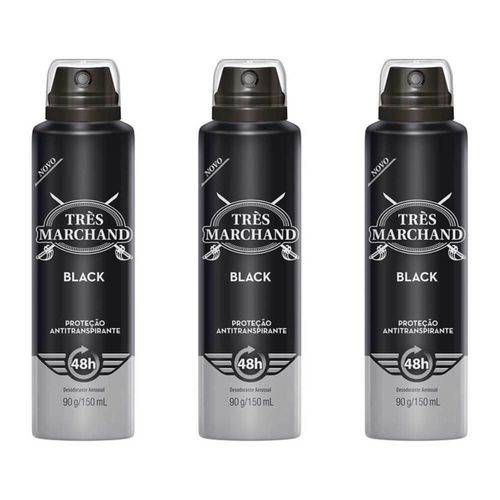 Très Marchand Black Desodorante Aerosol 150ml (kit C/03)