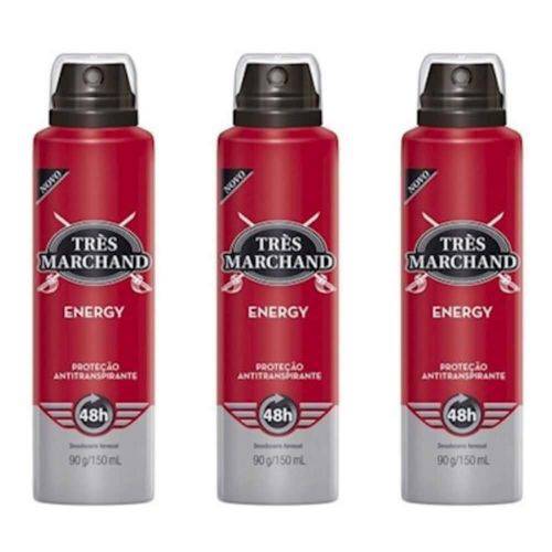 Très Marchand Energy Desodorante Aerosol 123g (kit C/03)
