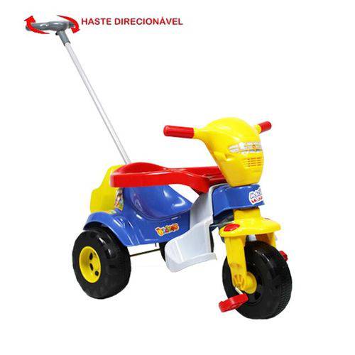 Triciclo Bichos Azul com Haste Direcionável 3514 - Magic Toys