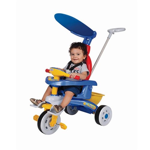 Triciclo Infantil Fit Trike Azul com Empurrador Magic Toys