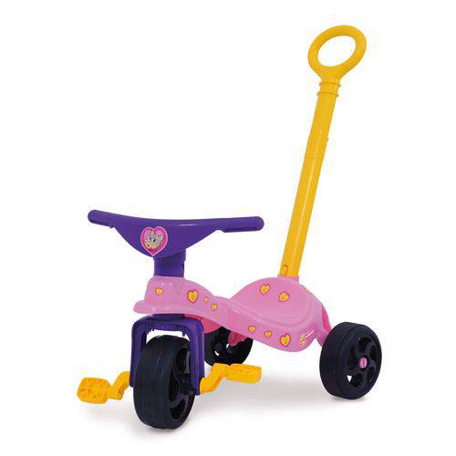 Triciclo Infantil Fofinha com Empurrador Rosa Xalingo Brinquedos Rosa