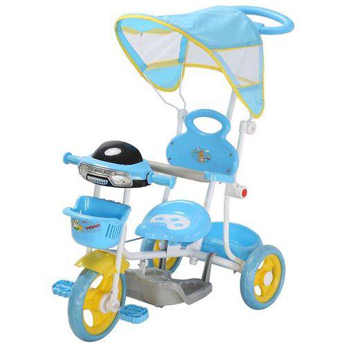 Triciclo Infantil Passeio com Empurrador 2 em 1 Motoca - Azul - Bw003a
