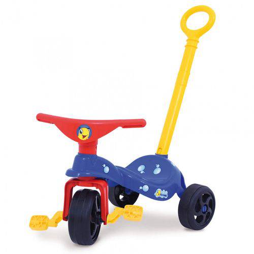 Triciclo Infantil Peixinho com Empurrador Azul Xalingo Brinquedos Azul