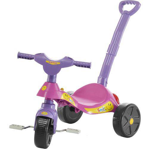 Triciclo Infantil Smile Rosa e Lilás com Empurrador - Biemme BIE-562
