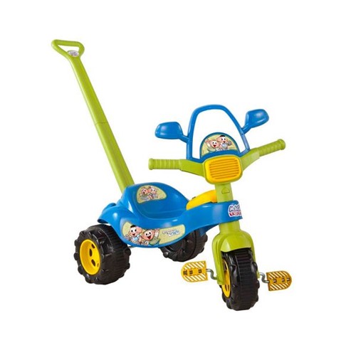 Triciclo Infantil Tico Tico Cebolinha e Cascão com Som Azul