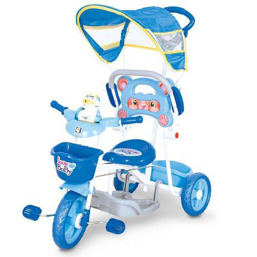Triciclo Love Baby com Capota e Sons Azul 2005 - Cotiplás
