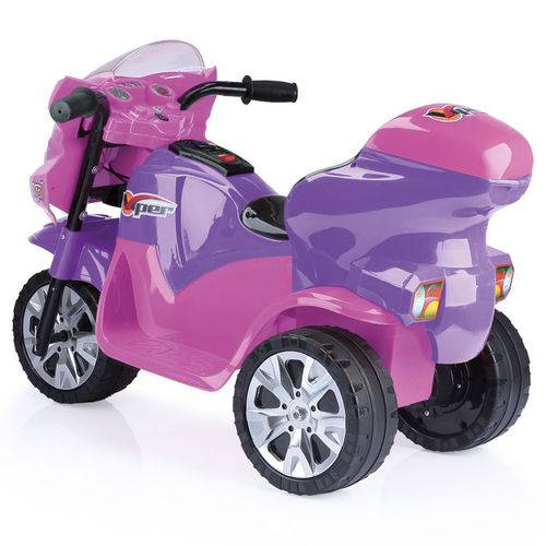 Triciclo Moto Elétrica Viper Lilás e Pink Xplast Ref 253