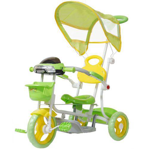 Triciclo Motoca Infantil Passeio com Empurrador Pedal Luz Som Capota Importway BW-003 Verde