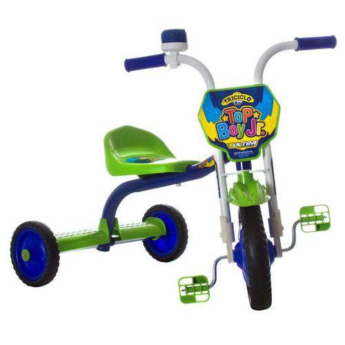 Triciclo Top Boy Jr Aço Carbono Acento Reajustável Azul/ Verde Ultra Bikes