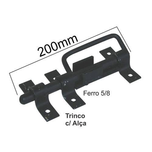 Trinco C/ Alça para Portão e Porteira Aço Preto 200mm