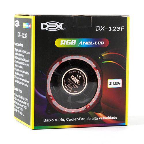 Trio 3 Fan Cooler RGB Anel - Led DX-123F DEX Gamer