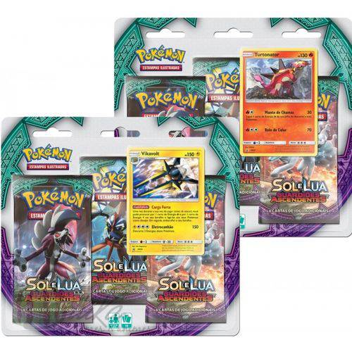 2 Triple Pack Cards Pokémon Sol e Lua Guardiões Ascendentes Turtonator e Vikavolt - Suika
