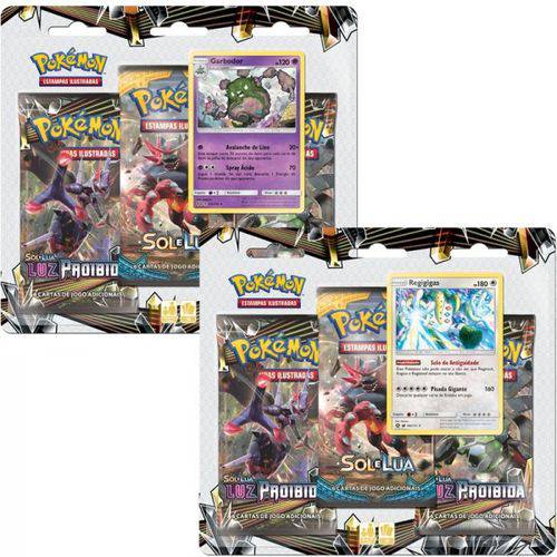 2 Triple Pack Cards Pokémon Sol e Lua Luz Proibida Garbodor e Regigigas