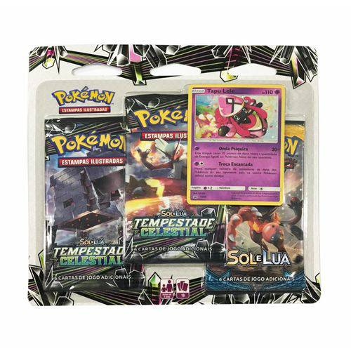 Triple Pack Pokémon Tapu Lele Sol e Lua Tempestade Celestial - Copag