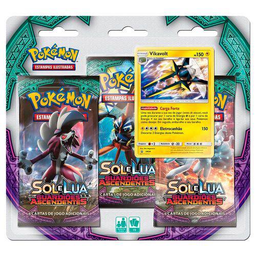Triple Pack Pokémon Tcg Sol e Lua 2 Guardiões Ascendentes Vikavolt ¿ Copag