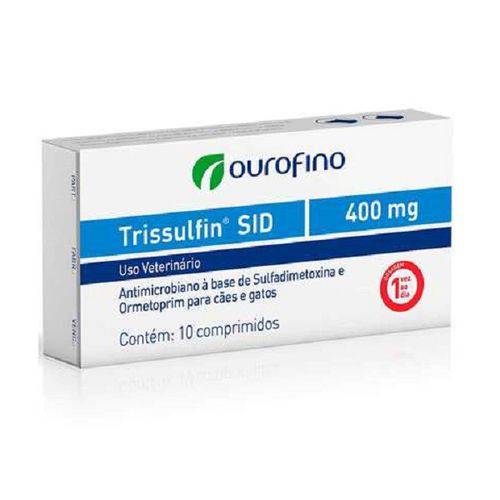 Trissulfin Sid 400mg Antibiótico Ourofino para Cães e Gatos - 10 Comprimidos