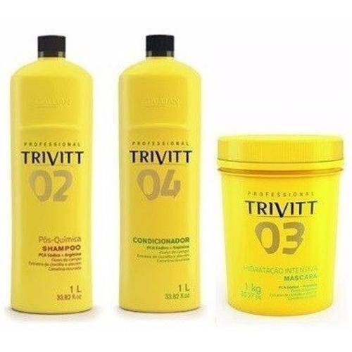 Trivitt Kit Profissional Shampoo, Condicionador Máscara 1kg