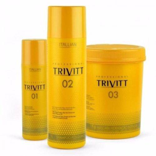 Trivitt Kit Profissional Shampoo, Condicionador Máscara 1kg