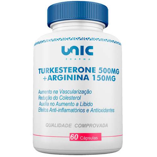 Turkesterone 500mg + Arginina 150mg - 60 Cáps Unicpharma