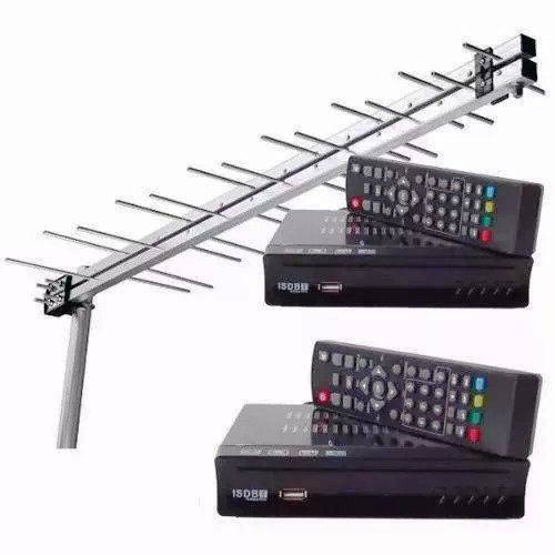 2 Un. Conversores Digital Tv Gravador Hdmi + Antena Externa