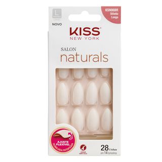 Unhas Postiças Kiss NY - Salon Natural Longo Estileto 1 Un