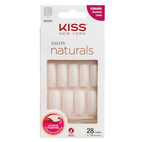 Unhas Postiças Kiss NY - Salon Natural Longo Quadrado 1 Un